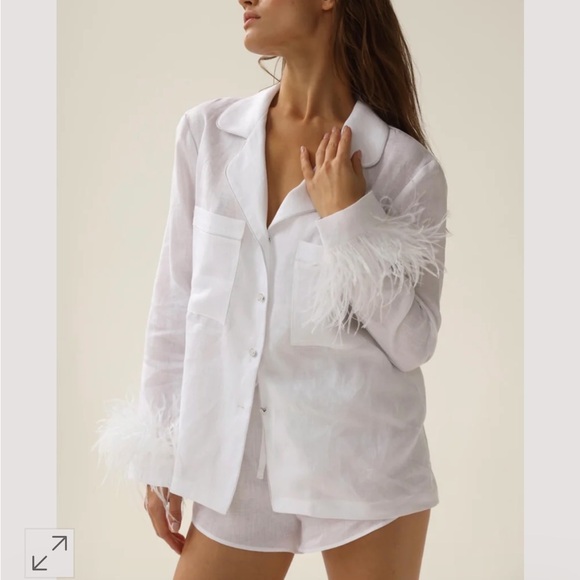 Linen White Feather Pajama Set - Picture 7 of 10